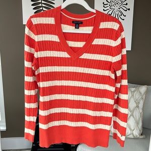 Tommy Hilfiger orange/Cream Stripe Sweater Size XL